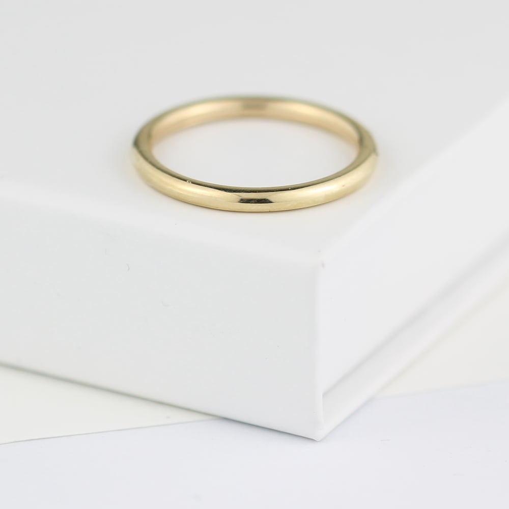 Image of Gold ring, beautifully simple gold wedding ring, 2mm wide wedding ring