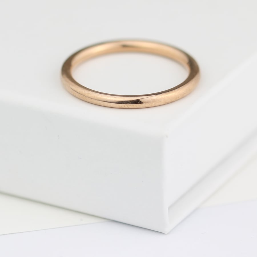 Image of Rose gold ring, beautifully simple rose gold wedding ring, 2mm wide wedding ring