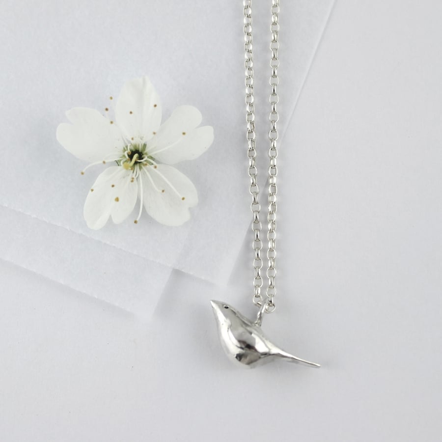 Image of Bird necklace, silver bird necklace