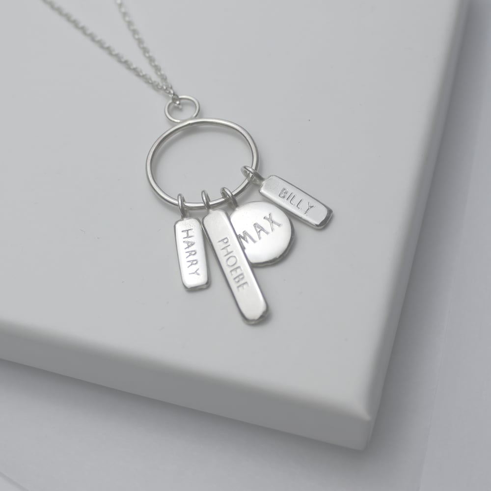 Image of Handmade Family keepsake names necklace, (4 TAGS)