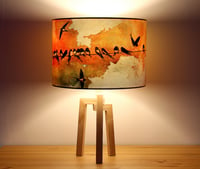 Image 1 of 'Swallows at Sunrise' Drum Lampshade by Lily Greenwood (30cm, Table Lamp or Ceiling)