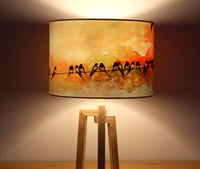 Image 3 of 'Swallows at Sunrise' Drum Lampshade by Lily Greenwood (30cm, Table Lamp or Ceiling)