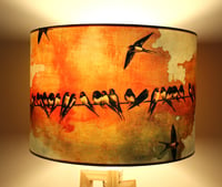 Image 4 of 'Swallows at Sunrise' Drum Lampshade by Lily Greenwood (30cm, Table Lamp or Ceiling)