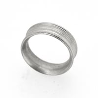 Image 3 of Sterling Silver Round, grooved 'Strata' Ring. 7mm diameter band with a rounded, easy fit inside
