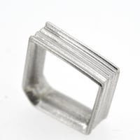 Image 2 of Sterling Angled Round, grooved 'Strata' Ring. 7mm diameter band with a rounded, easy fit inside