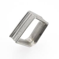 Image 5 of Sterling Angled Round, grooved 'Strata' Ring. 7mm diameter band with a rounded, easy fit inside