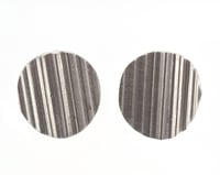 Image 1 of Round Stud earrings formed from shaped, textured Sterling Silver sheet. 13mm diameter discs