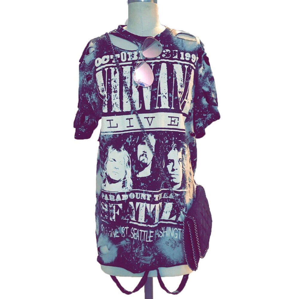 Image of Nirvana Distressed / Tiedye /oversided /holes t shirt