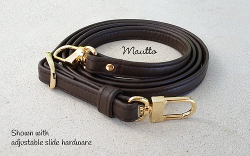 Image of Dark Brown Leather Strap for Louis Vuitton Pochette/Eva/etc - .5" Wide - Fixed or Adjustable Lengths