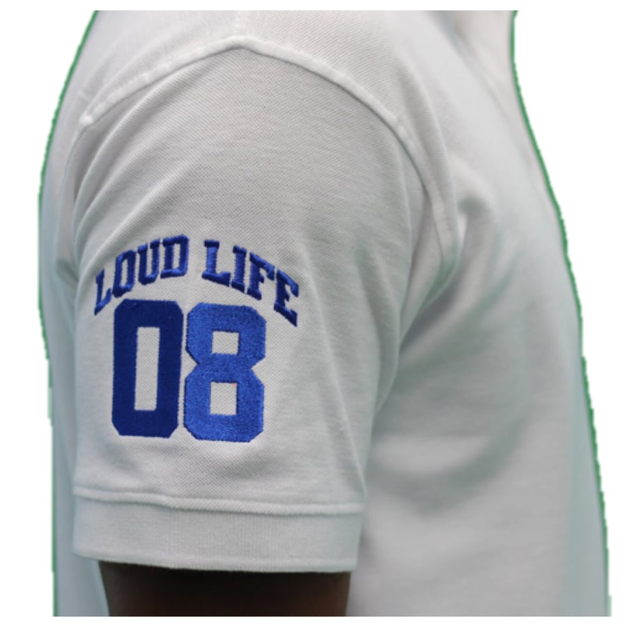 Image of Loudlife Louie Polo (white/royal)