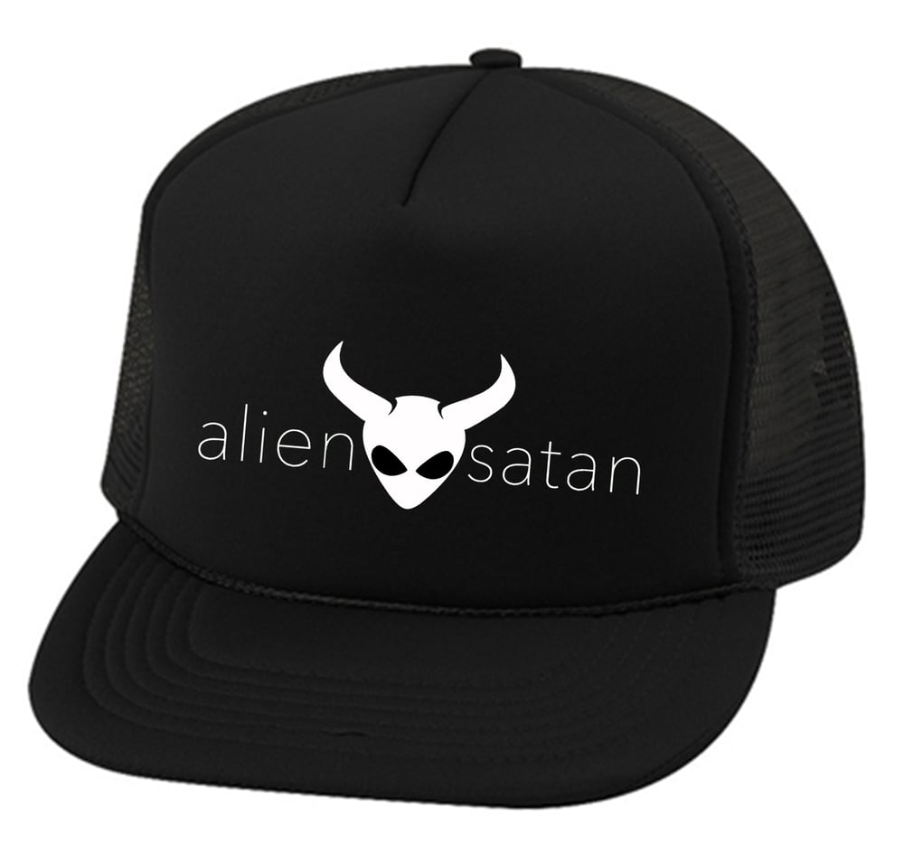 Image of OFFICIAL - ALIEN SATAN - "TEXT" LOGO - TRUCKER HAT - BLACK