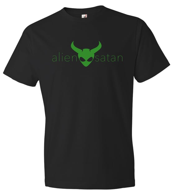 Image of OFFICIAL - ALIEN SATAN - UNISEX BLACK SHIRT - GREEN LOGO