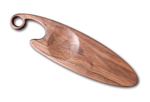 Image of Exotic Artisan Oval Serving Board with Carved Dish