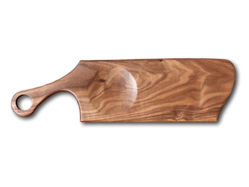 Image of Exotic Artisan Freeform Rectangle Serving Board with Carved Dish