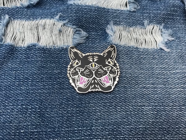 Image of Two Faced Cat Enamel Pin