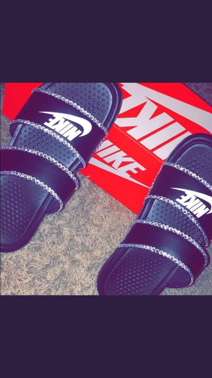 2 strap Nike slides w/ rhinestones 