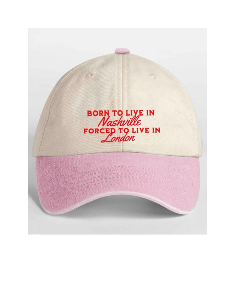 Image of Born to live in Nashville forced to live in… embroidered custom denim baseball cap 
