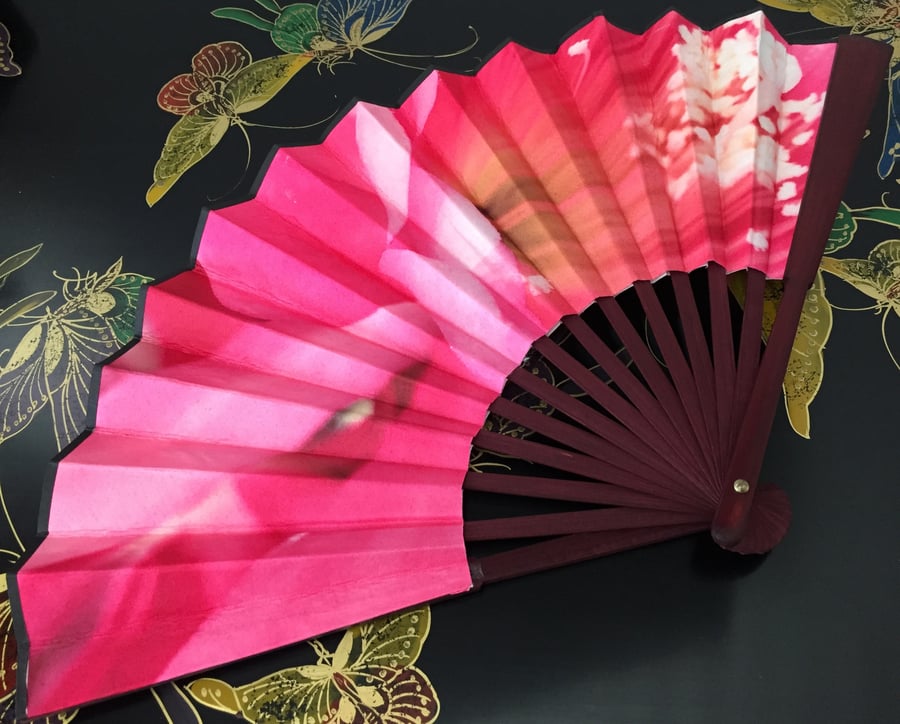 Image of Pink Catus Flower Folding Fan