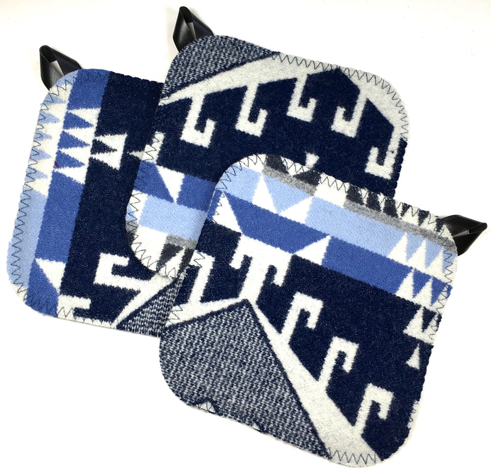 Image of Western Wool Potholder - Three Blues