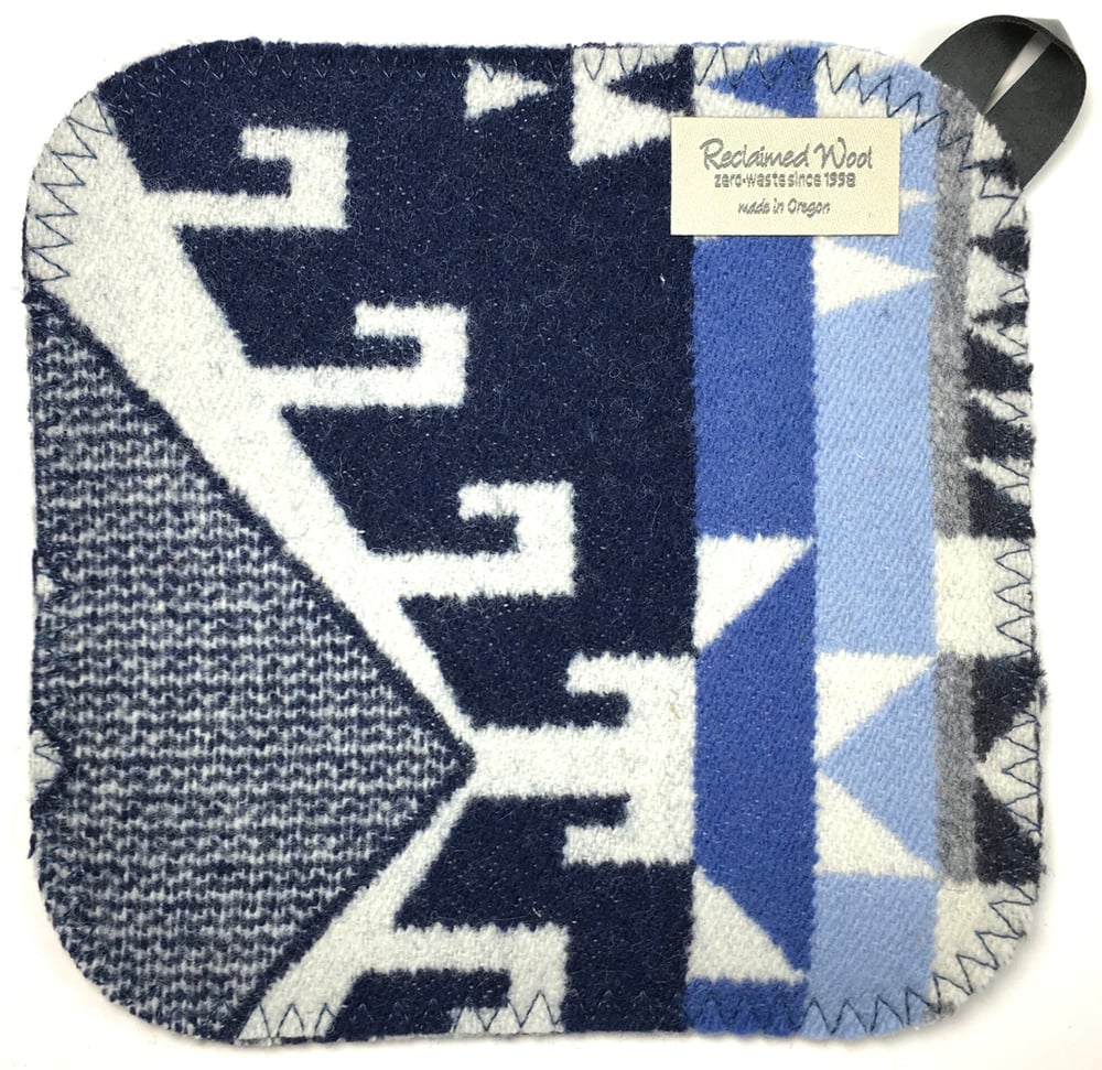 Image of Western Wool Potholder - Three Blues