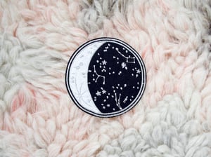 Image of METALLIC MOON PHASE IRON-ON EMBROIDERED PATCH