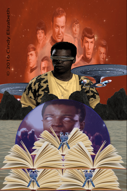 Image of Geordi Star Trek Reading Rainbow Poster Collage Art Print