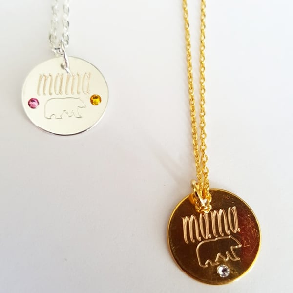 Image of Mama Bear Necklace with Birtstones