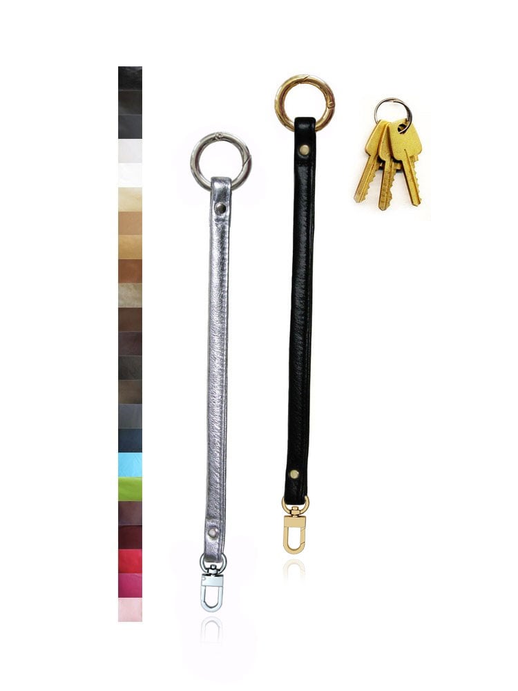 Image of Leather Key Fob Tether - Your Choice of Leather Color & Gold or Nickel #16C LG Attachable Hooks