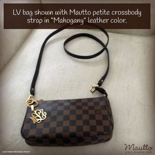 Image of Dark Brown Leather Strap for Louis Vuitton Pochette/Eva/etc - .5" Wide - Fixed or Adjustable Lengths