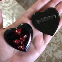 Image 2 of Resin Glitter Heart D🌹M Brooch