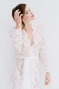 Image of Lauren Stretch French Lace Robe in ivory
