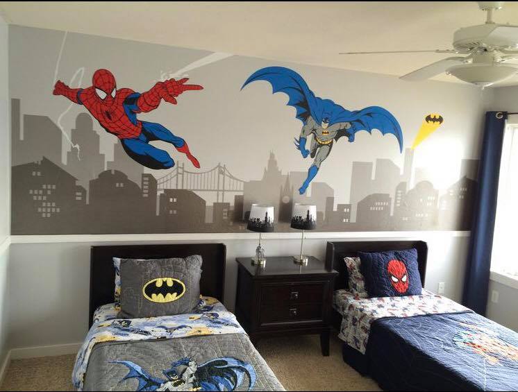 Batman and Spiderman Super Hero Themed Room Wall Decal | Removable Wall  Decals & Stickers by My Friend Matilda