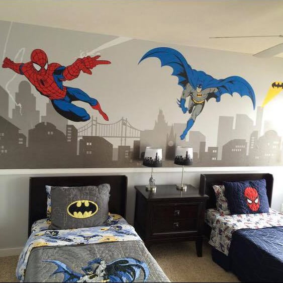 Batman and Spiderman Super Hero Themed Room Wall Decal | Removable Wall  Decals & Stickers by My Friend Matilda