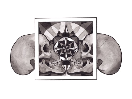 Image of ORIGINAL Artwork - Skull Mandala series - Reflection
