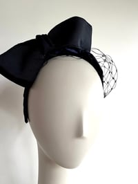 Image 1 of Navy leather bandeau w bow