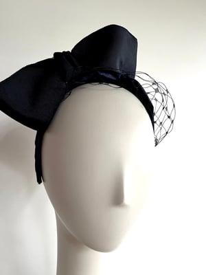 Image of Navy leather bandeau w bow