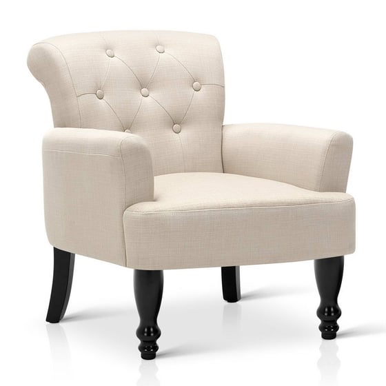 Image of French Provinicial Winged Armchair in Taupe