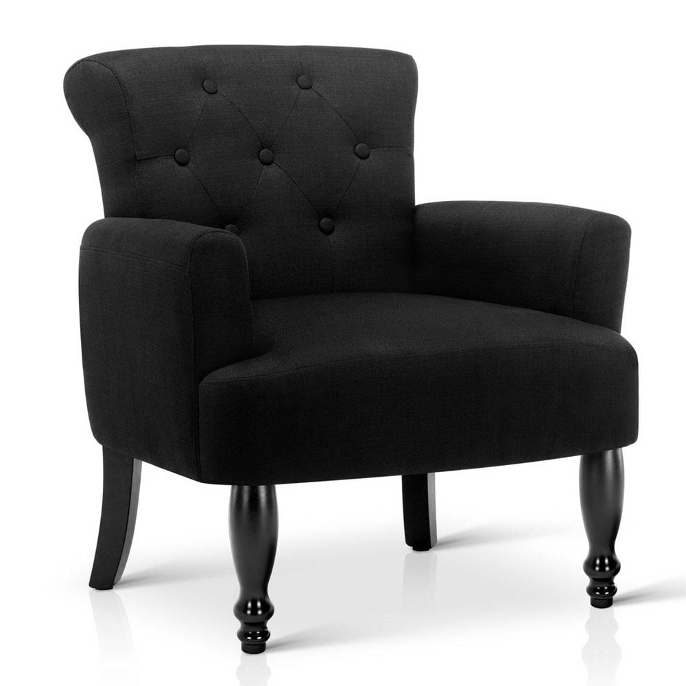 Image of French Provinicial Winged Armchair in Black