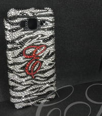 Image 4 of Personalised Animal Print case in black and clear crystals.