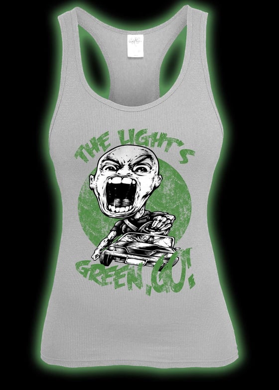 Image of Ladies Light Grey "The Light's Green Go!" tank! (Plus FREE bumper sticker!)(FREE SHIPPING IN THE US)