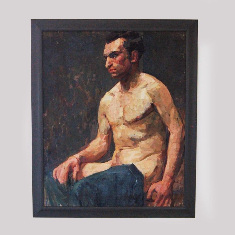 Image of Mid-Century Oil Portrait of a Young Man