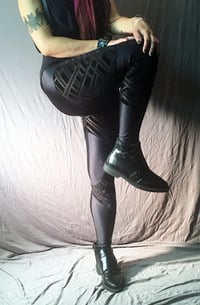 Image 4 of Zig Zag burnout wet look double panel legging