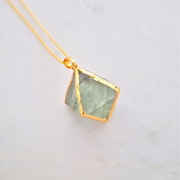 Image of Crystal necklace,Fluorite pendant ,natural stone necklace