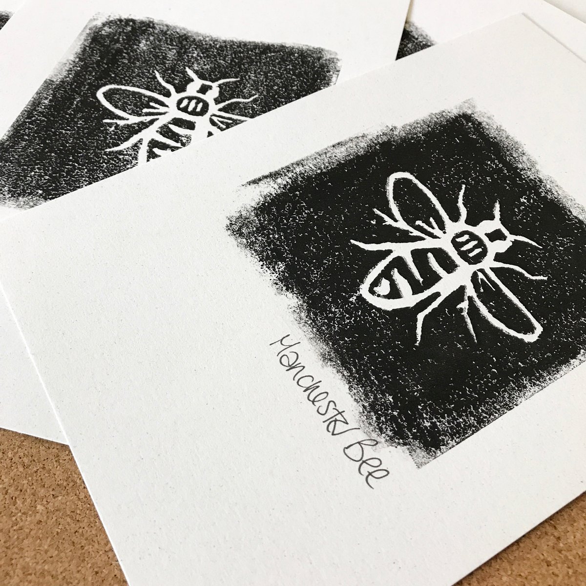 Image of Manchester Bee Lino Cut Print by ManBeeCo