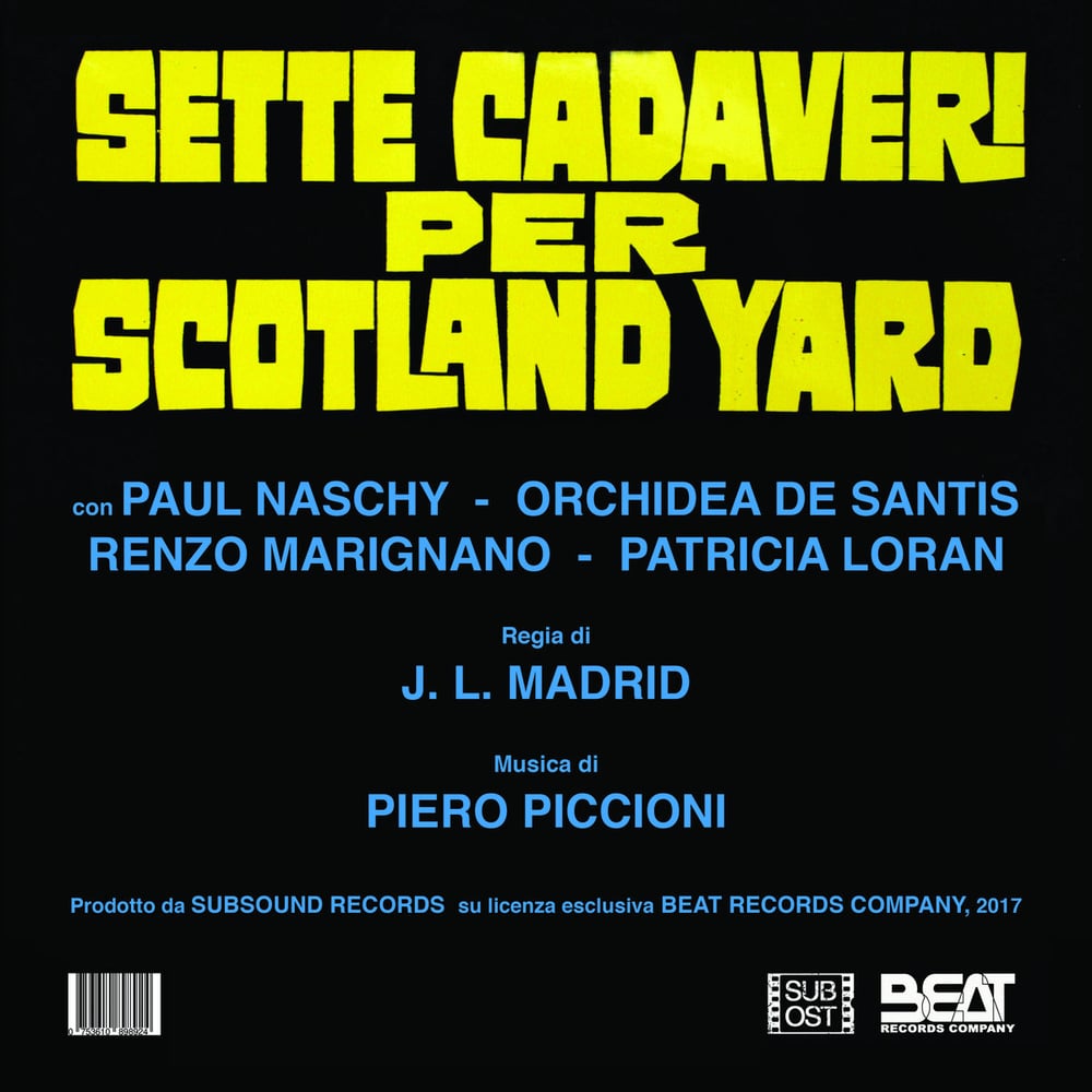 Piero Piccioni - Sette Cadaveri Per Scotland Yard - Lp Black