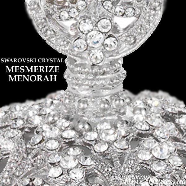 Image of Swarovski Crystal Silver Menorah Mesmerize