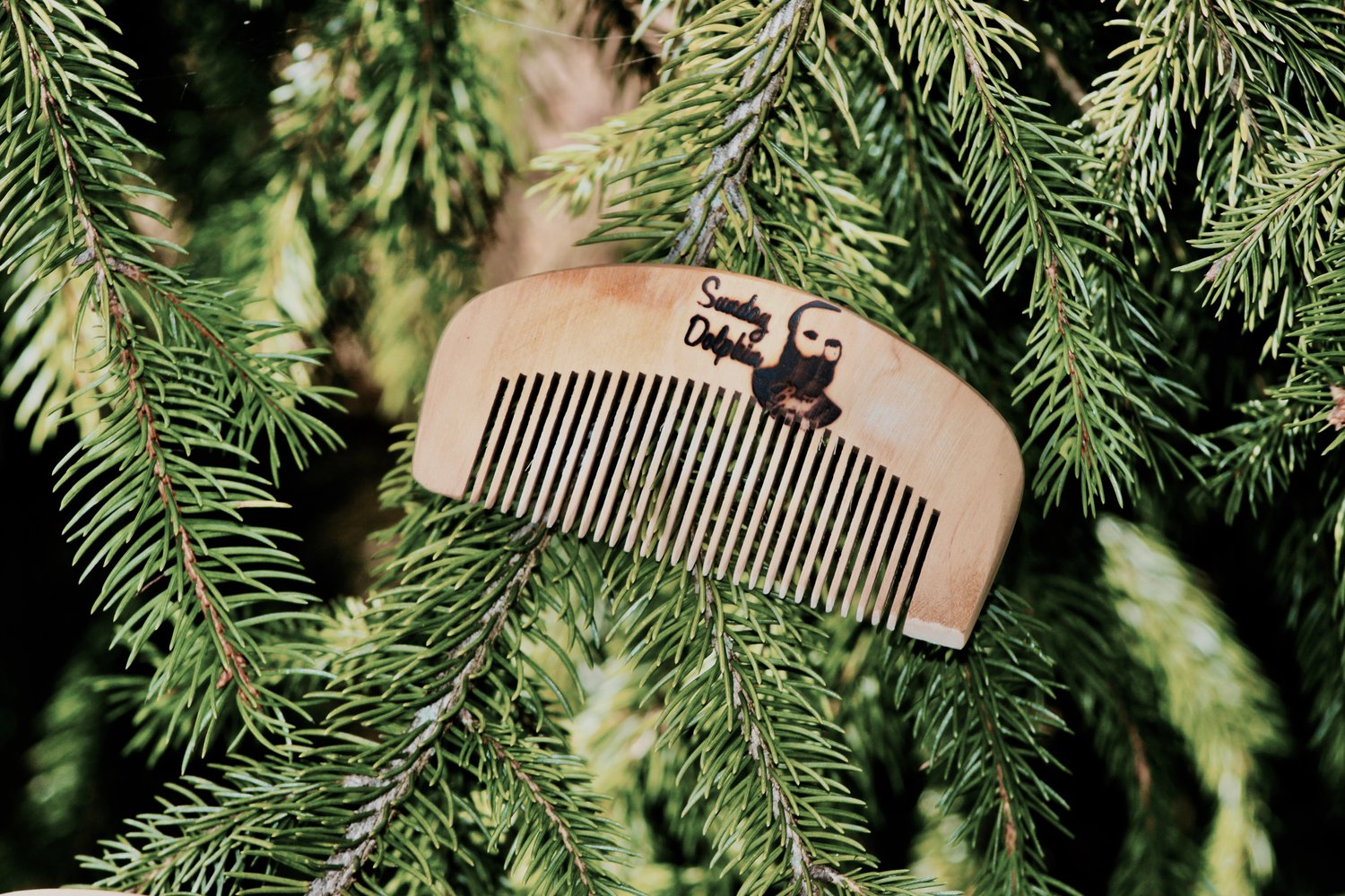 Image of Sunday Dolphin Hand Made Wooden Beard Comb