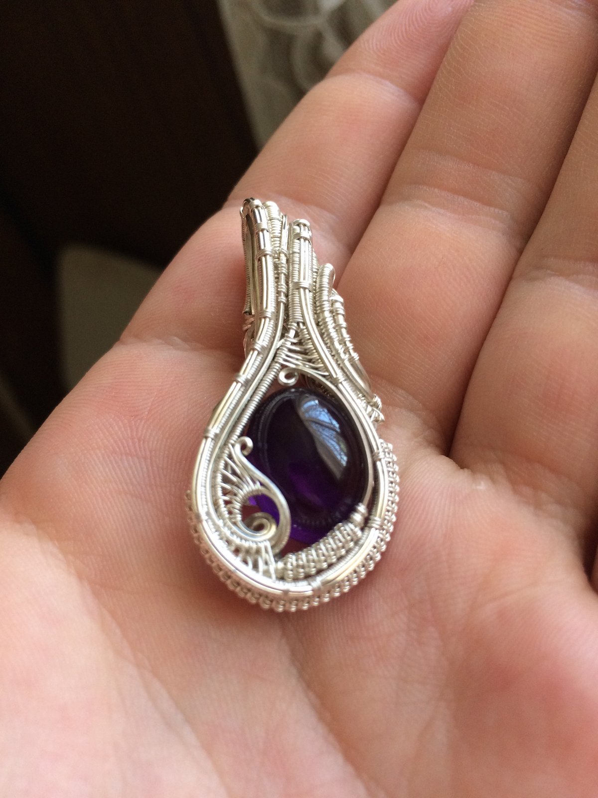 Image of Silver and amethyst wire wrap pendant by Anthony Baker designs