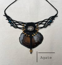 Image 1 of Macrame necklace with rhodonite and agate