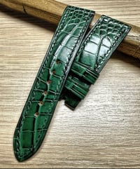 Image 1 of Double Green Alligator Watch Strap - Horizontal Cut